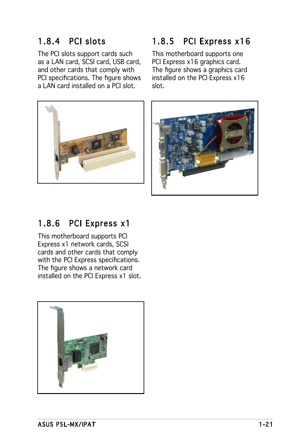 4 pci slots, 5 pci express x16, 6 pci express x1 | Asus P5L-MX/IPAT User Manual | Page 33 / 78