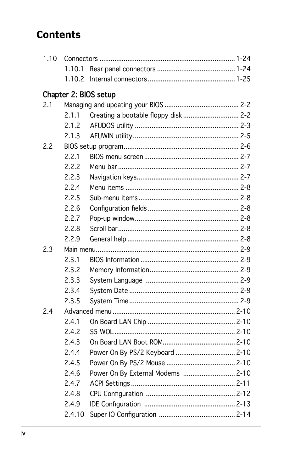 Asus P5L-MX/IPAT User Manual | Page 4 / 78