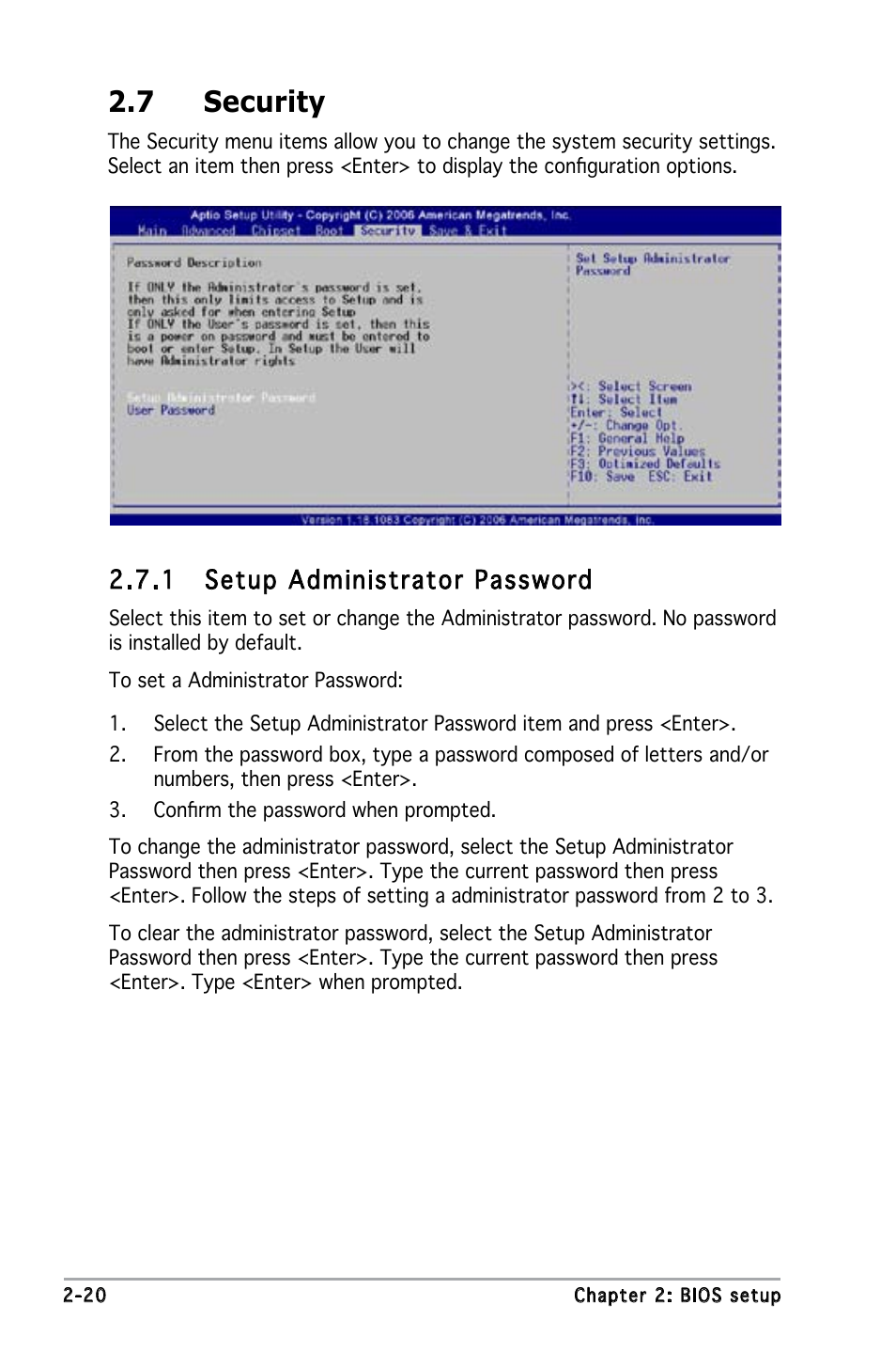 7 security, 1 setup administrator password | Asus P5L-MX/IPAT User Manual | Page 64 / 78