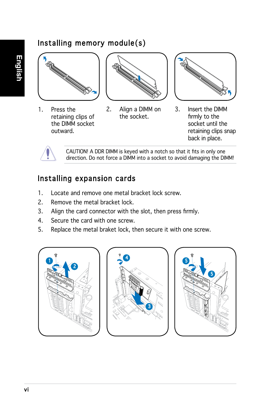 Installing expansion cards | Asus T3-PH1 User Manual | Page 6 / 80