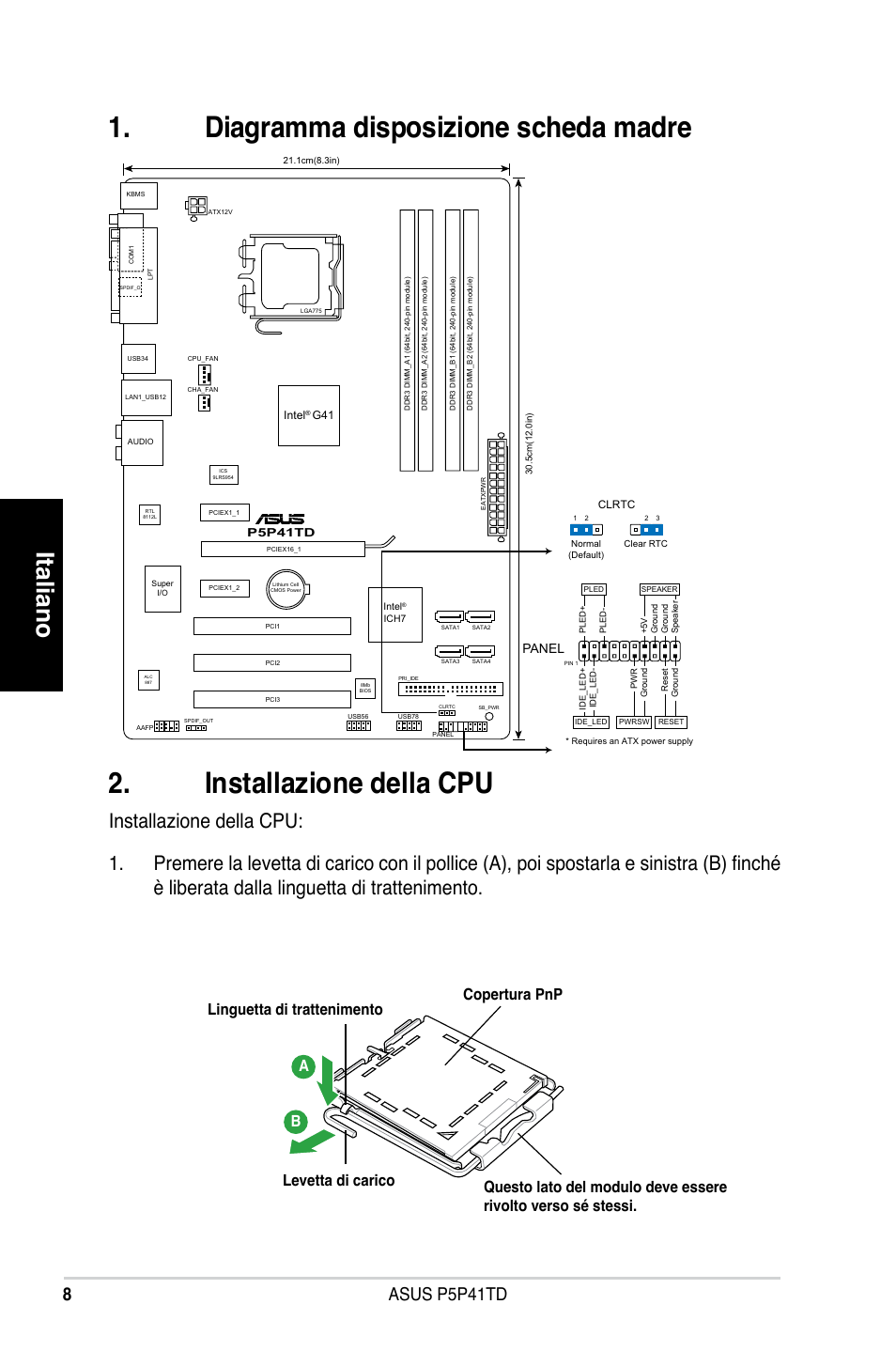 Italiano, Asus p5p41td | Asus P5P41TD User Manual | Page 8 / 41