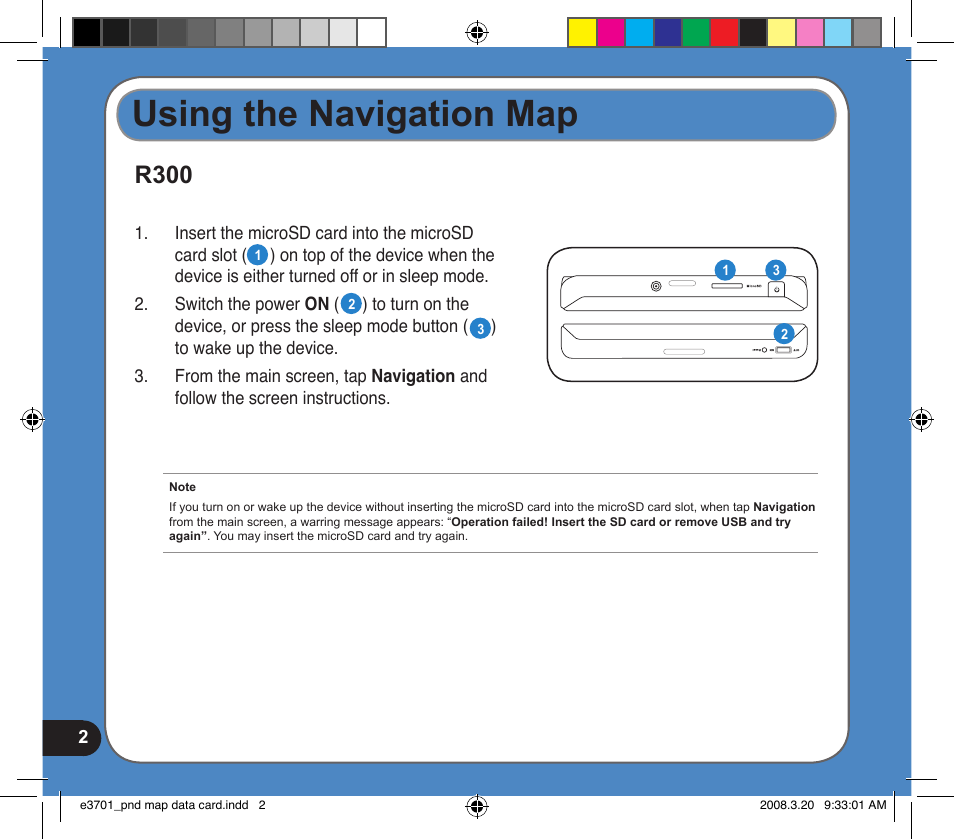 Using the navigation map, R300 | Asus R700T User Manual | Page 2 / 4