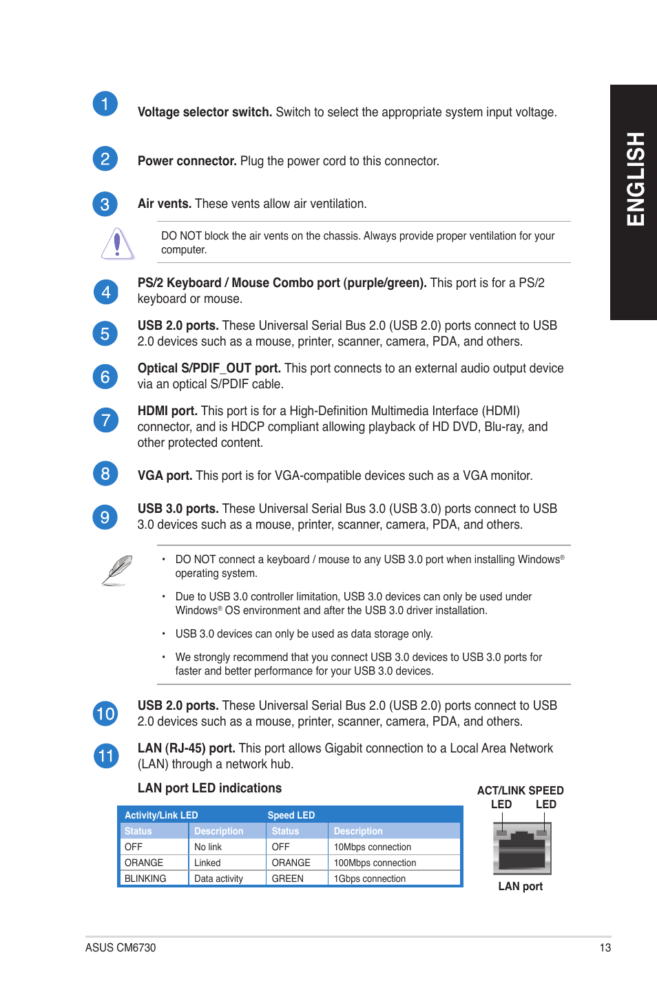 En gl is h en gl is h | Asus CM6730 User Manual | Page 13 / 72