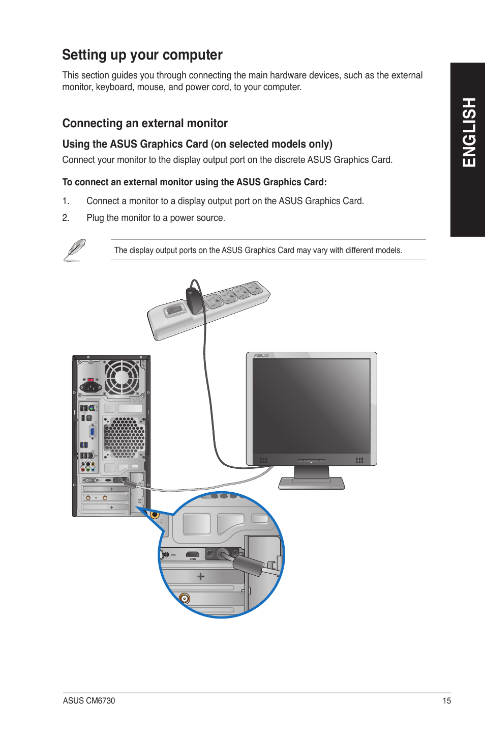 Setting up your computer, En gl is h en gl is h | Asus CM6730 User Manual | Page 15 / 72