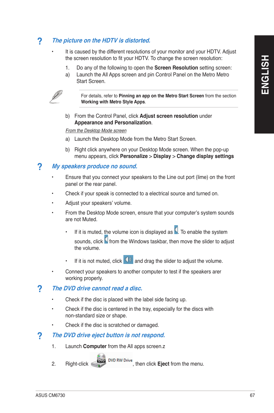 En gl is h en gl is h | Asus CM6730 User Manual | Page 67 / 72