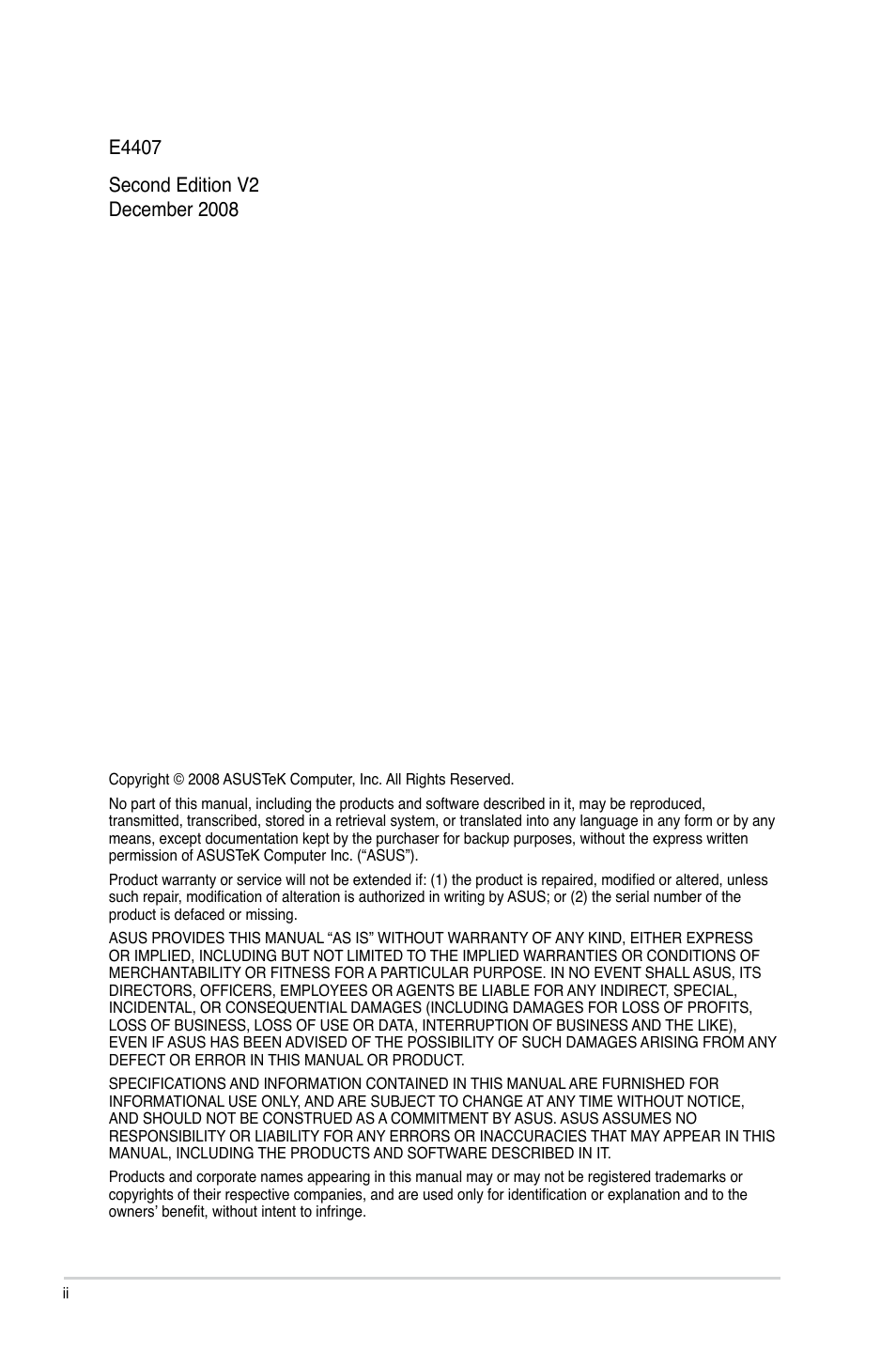 Asus P5N73-CM User Manual | Page 2 / 64