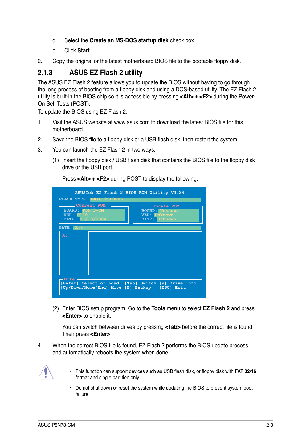 3 asus ez flash 2 utility, Asus ez flash 2 utility -3, Asus.ez.flash.2.utility | Asus P5N73-CM User Manual | Page 43 / 64