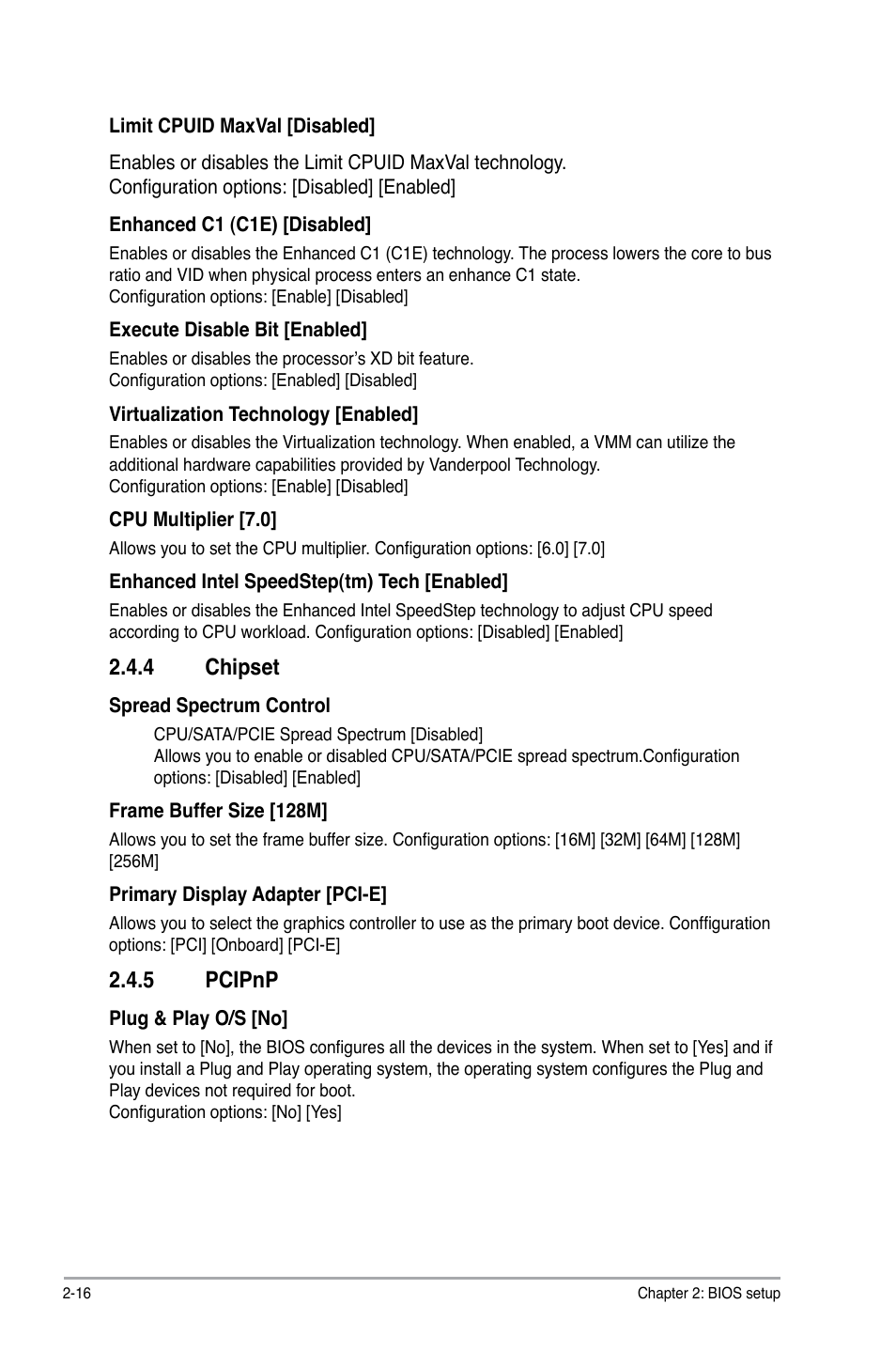 4 chipset, 5 pcipnp, Chipset -16 | Pcipnp -16, Chipset, Pcipnp | Asus P5N73-CM User Manual | Page 56 / 64