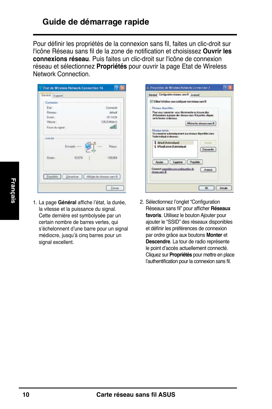 Guide de démarrage rapide | Asus WL-160N User Manual | Page 12 / 55