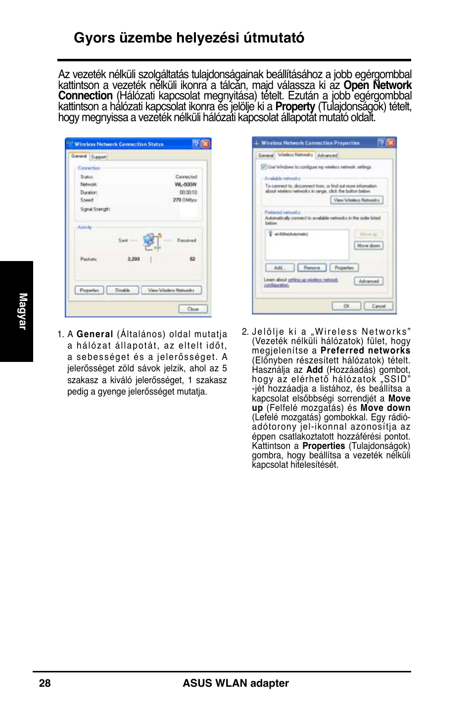 Gyors üzembe helyezési útmutató | Asus WL-160N User Manual | Page 30 / 55