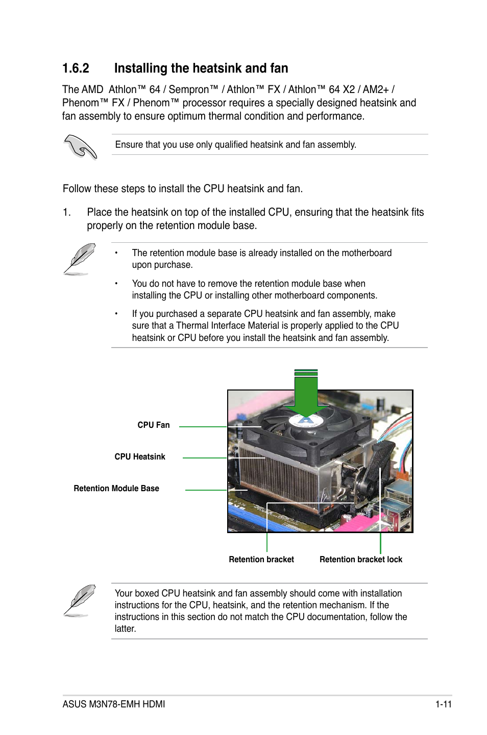 2 installing the heatsink and fan | Asus M3N78-EMH HDMI User Manual | Page 23 / 102