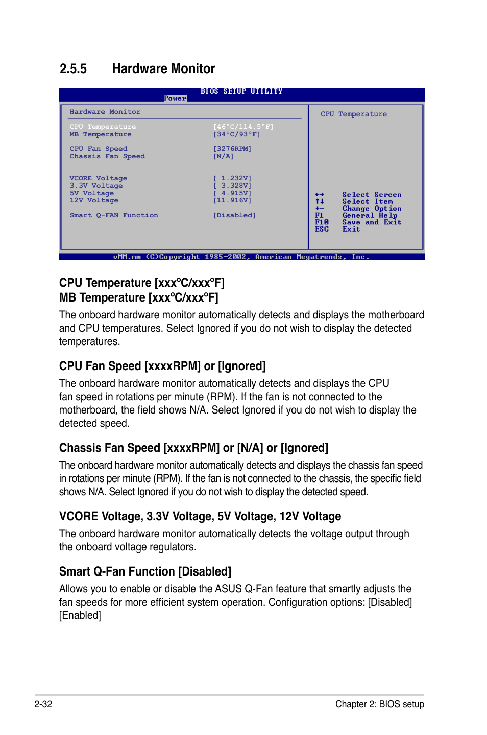 5 hardware monitor, Smart q-fan function [disabled | Asus M3N78-EMH HDMI User Manual | Page 78 / 102