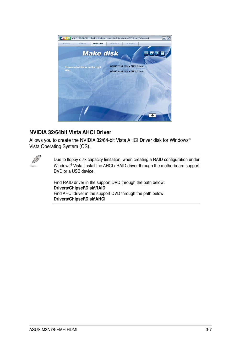 Nvidia 32/64bit vista ahci driver | Asus M3N78-EMH HDMI User Manual | Page 91 / 102