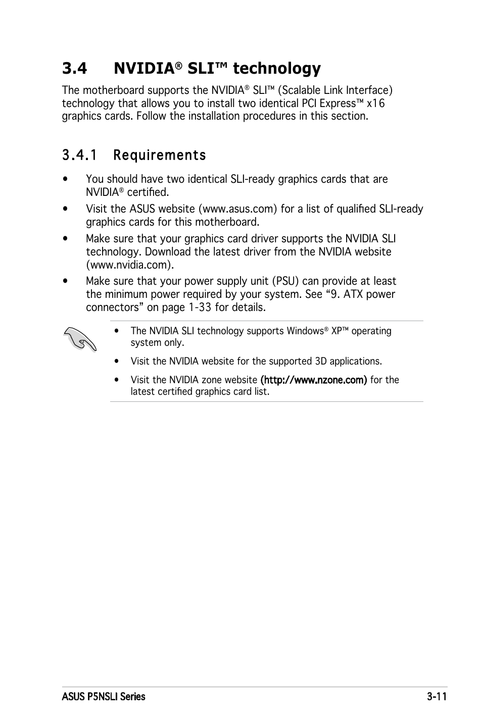 4 nvidia, Sli™ technology, 1 requirements | Asus P5NSLI User Manual | Page 113 / 124