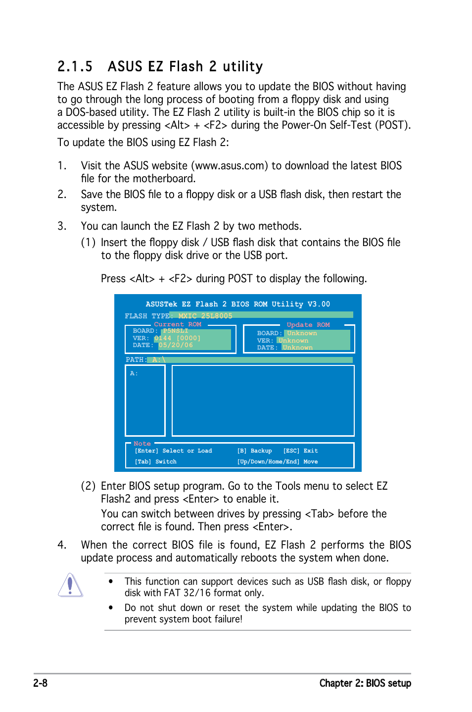 5 asus ez flash 2 utility | Asus P5NSLI User Manual | Page 58 / 124