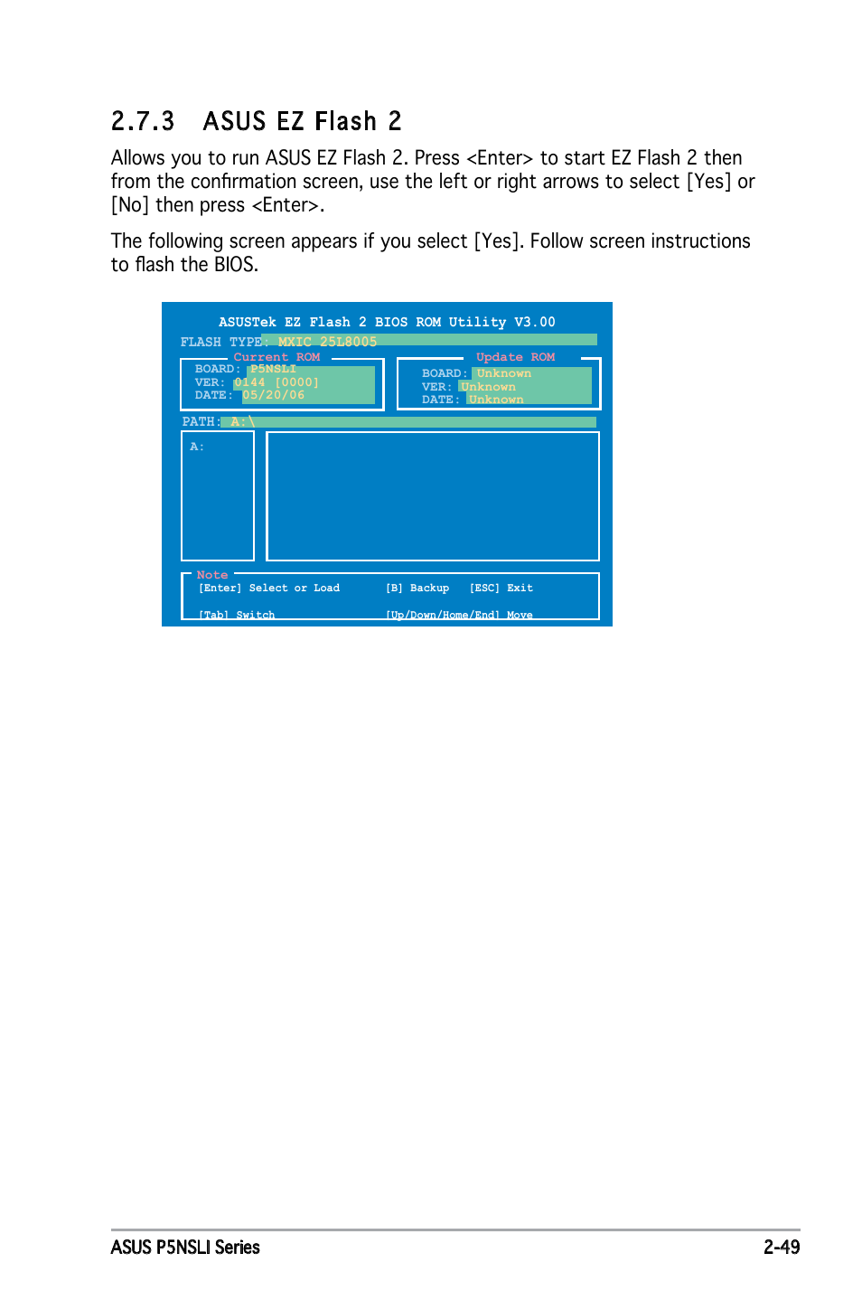 3 asus ez flash 2 | Asus P5NSLI User Manual | Page 99 / 124