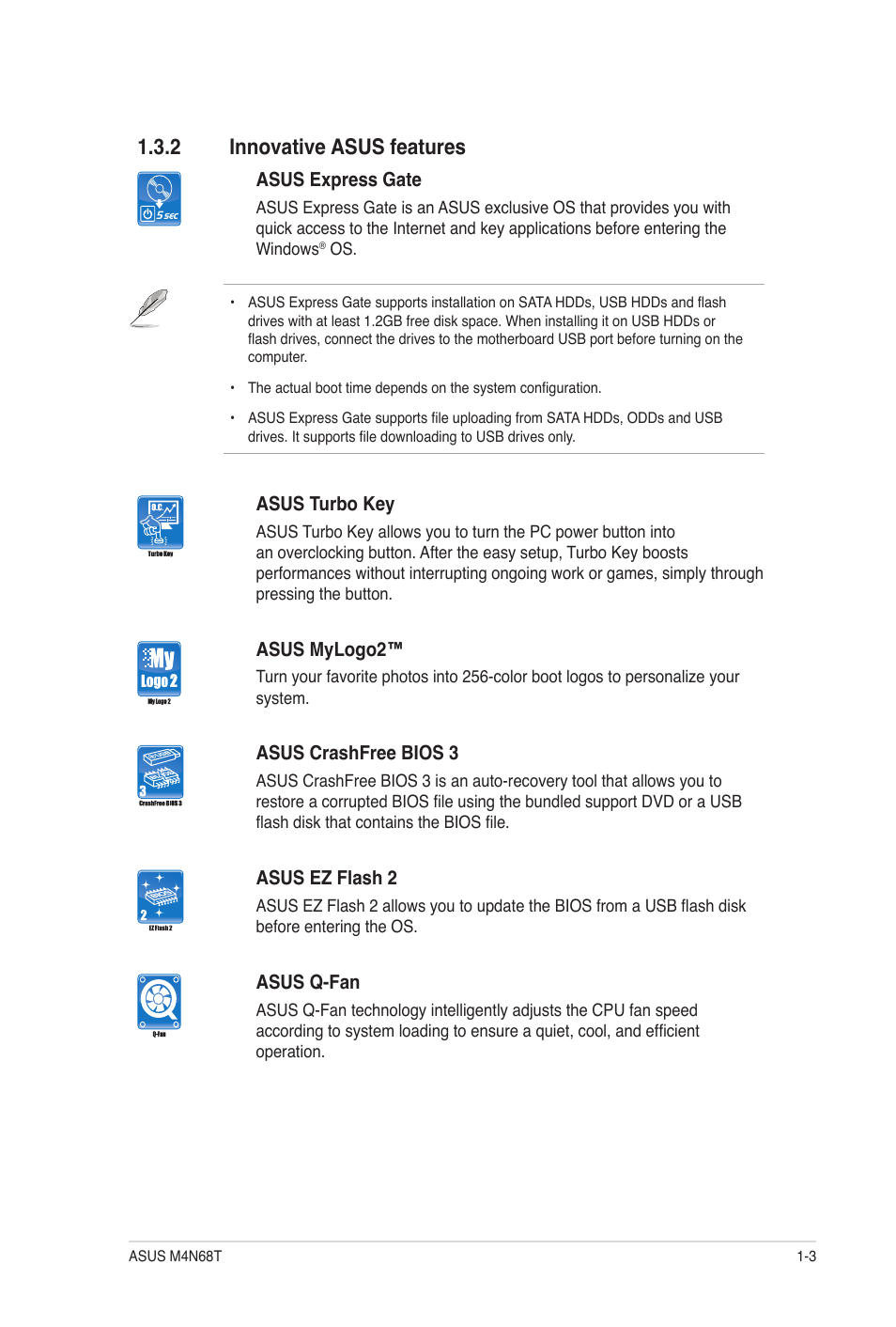 2 innovative asus features, Innovative asus features -3 | Asus M4N68T User Manual | Page 13 / 62