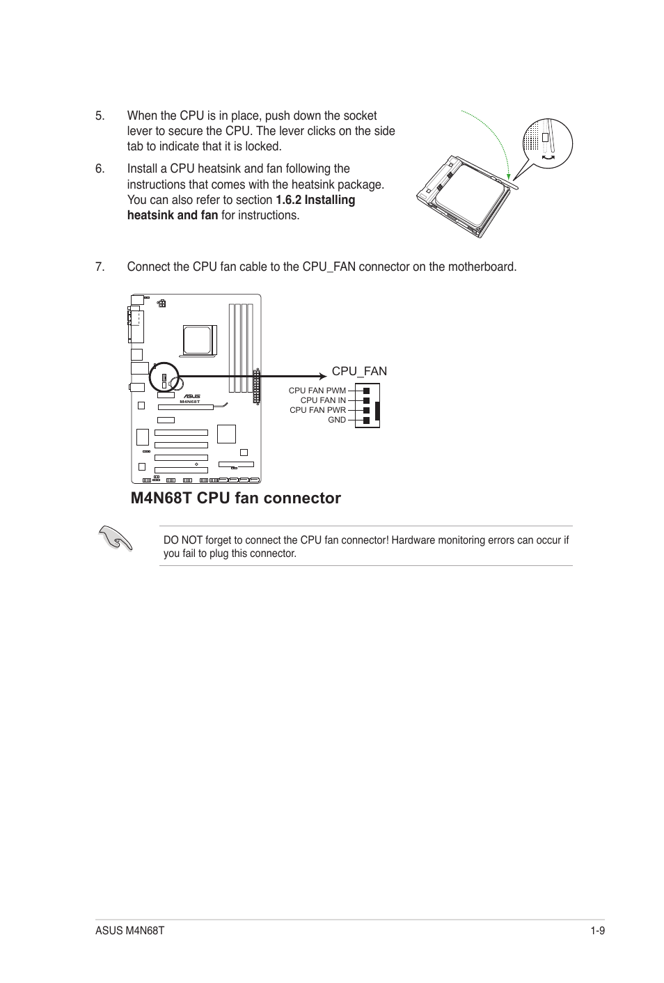 M4n68t cpu fan connector | Asus M4N68T User Manual | Page 19 / 62