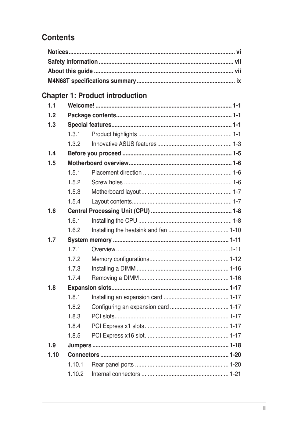 Asus M4N68T User Manual | Page 3 / 62