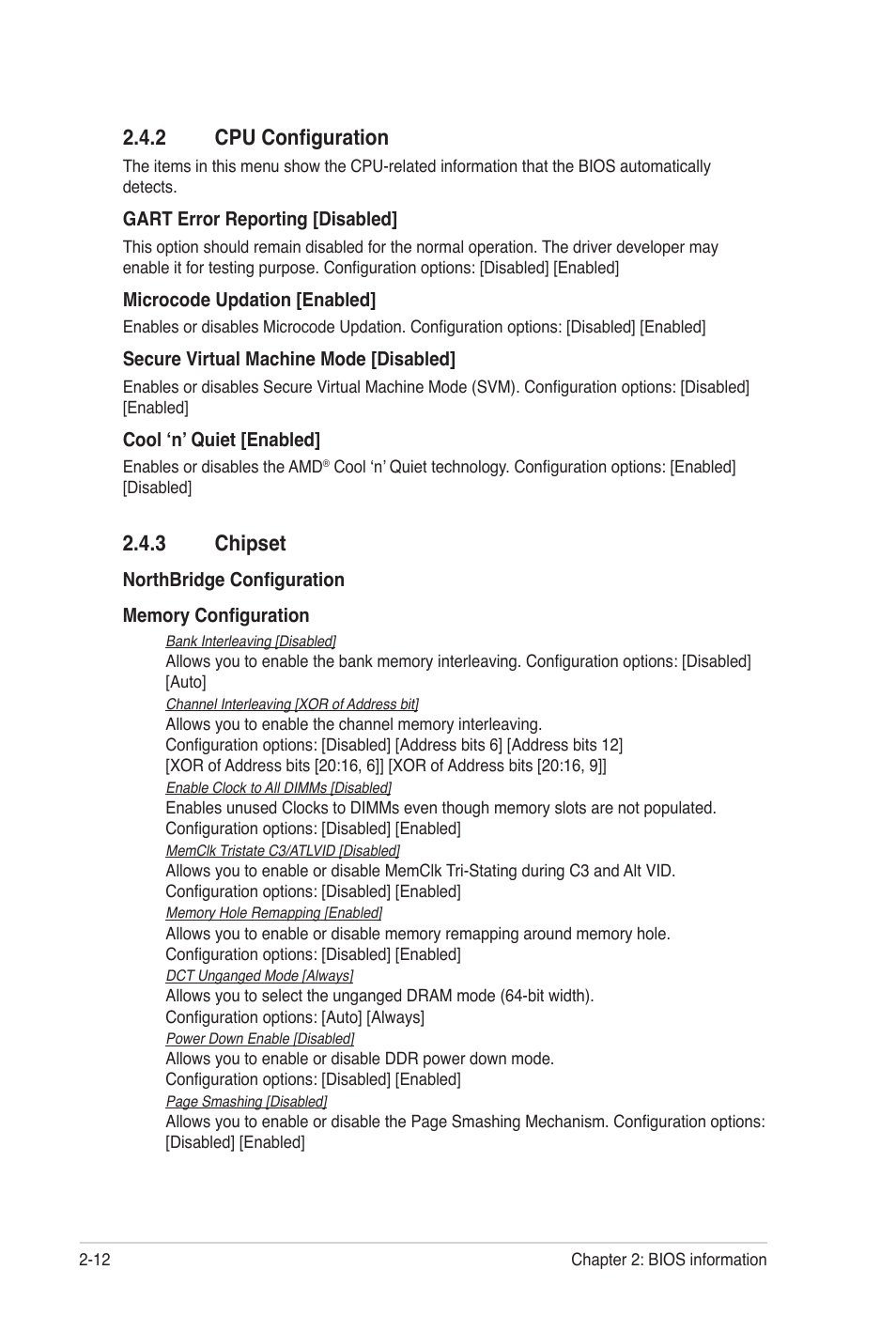 2 cpu configuration, 3 chipset, Cpu configuration -12 | Chipset -12 | Asus M4N68T User Manual | Page 50 / 62