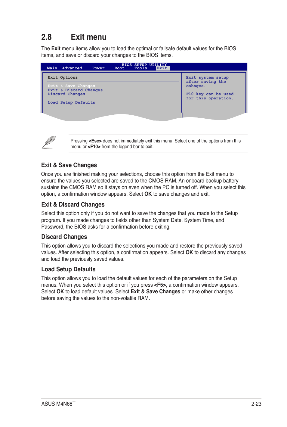 8 exit menu, Exit menu -23 | Asus M4N68T User Manual | Page 61 / 62
