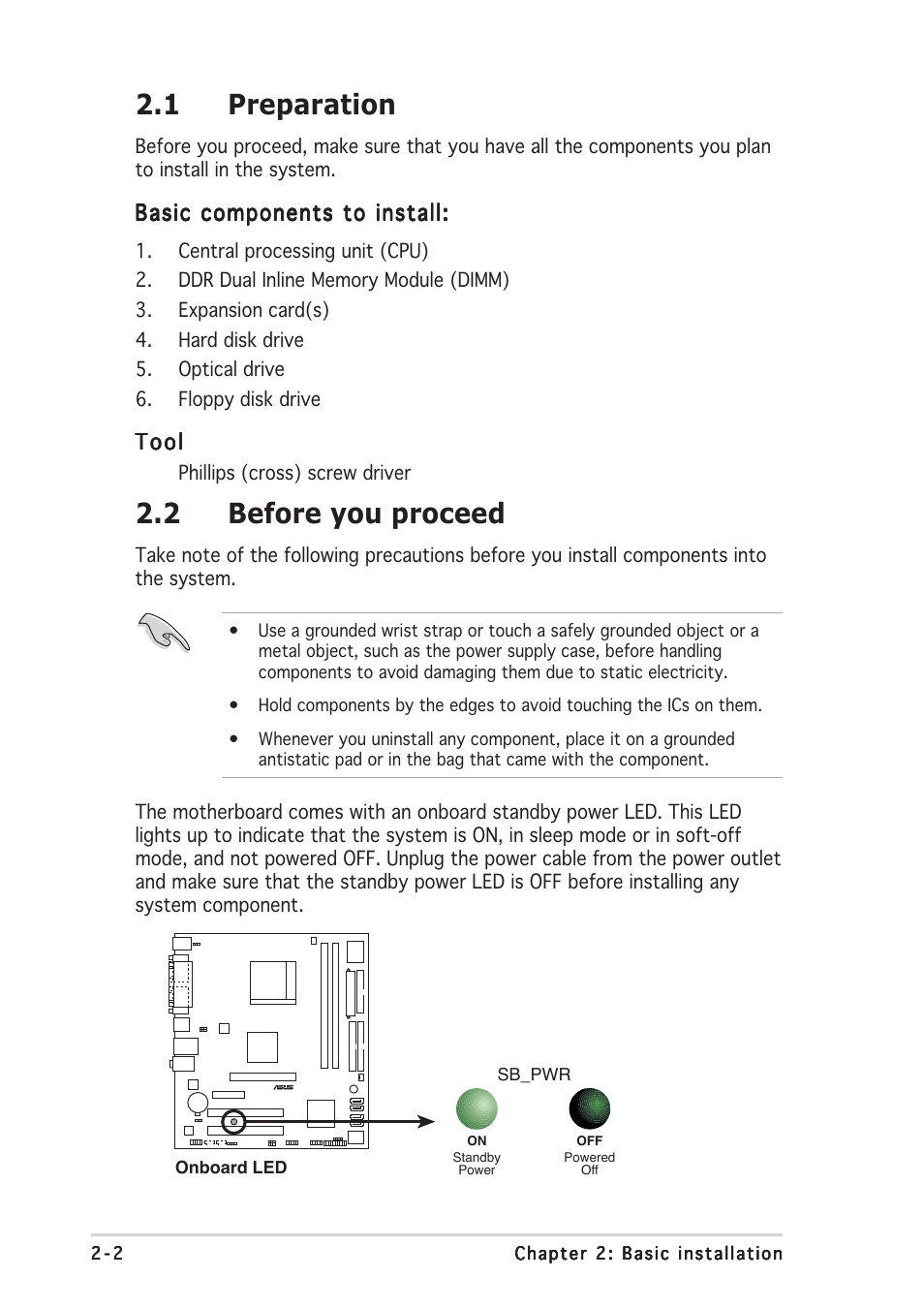 1 preparation, 2 before you proceed | Asus V2-AE1 User Manual | Page 18 / 110