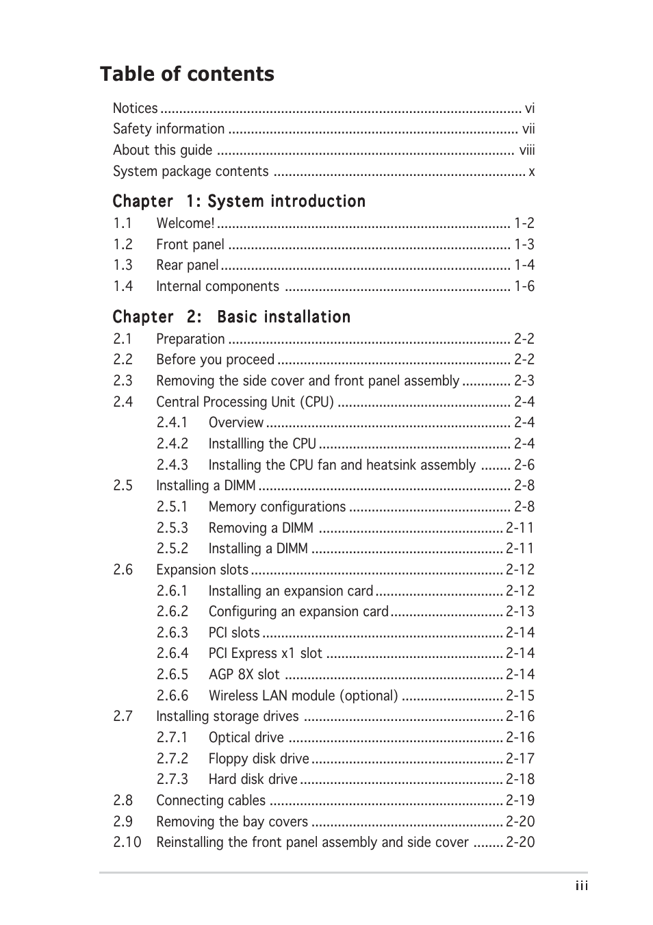 Asus V2-AE1 User Manual | Page 3 / 110