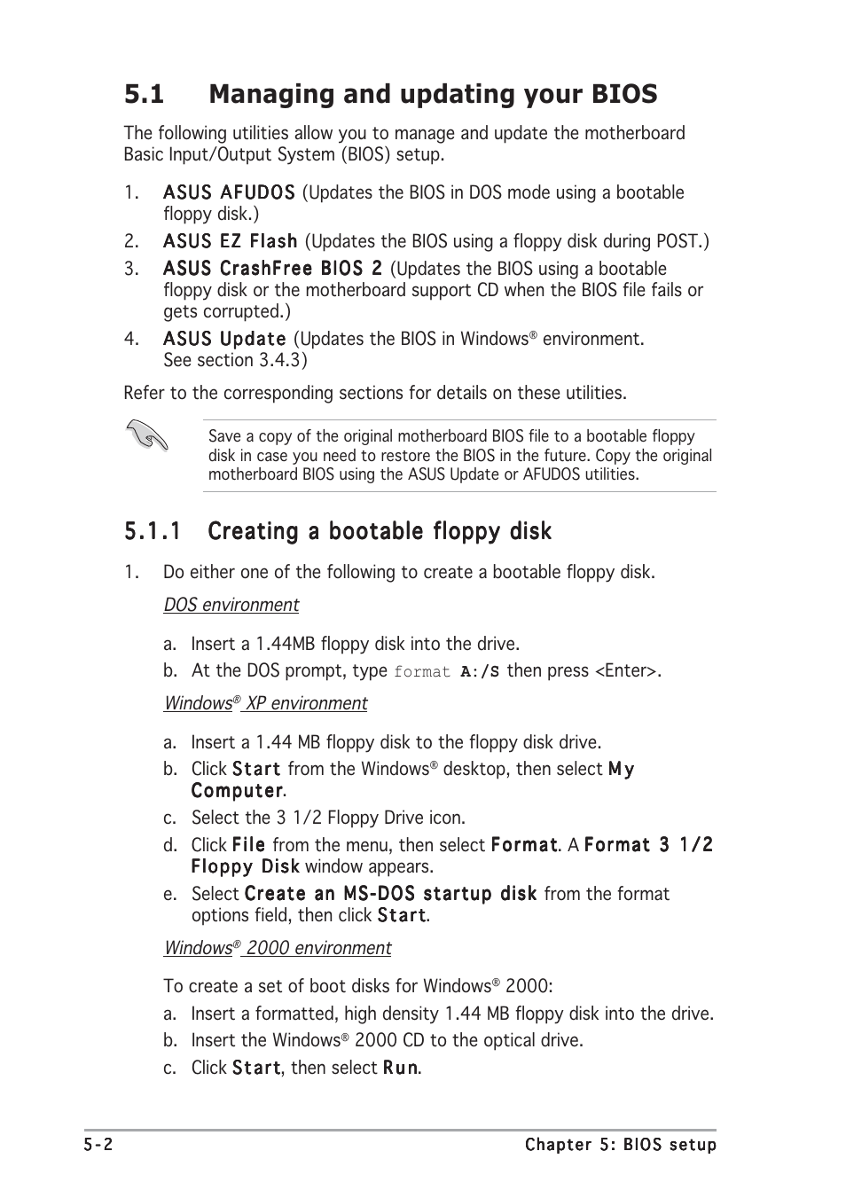 1 managing and updating your bios | Asus V2-AE1 User Manual | Page 76 / 110