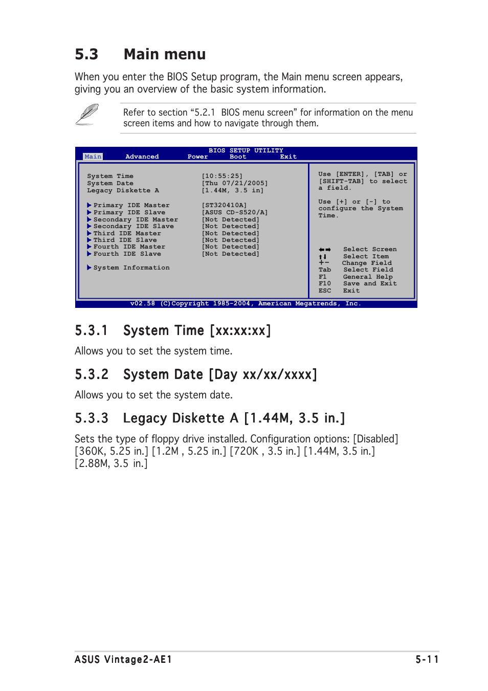 3 main menu | Asus V2-AE1 User Manual | Page 85 / 110