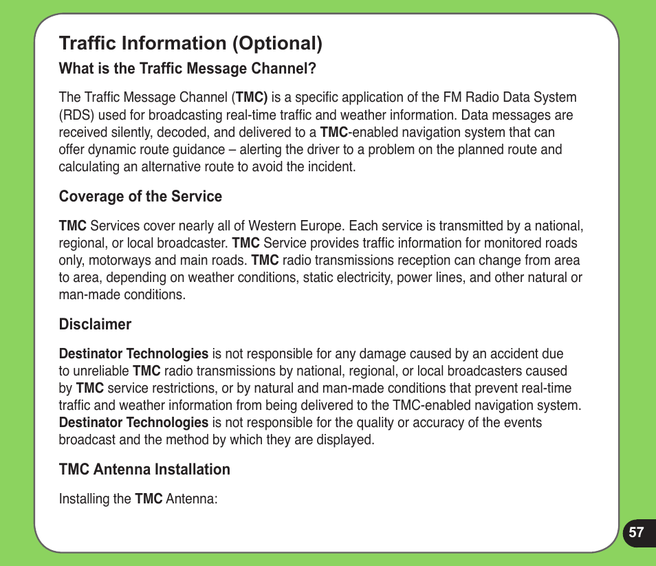 Traffic information (optional) | Asus R600 User Manual | Page 57 / 109