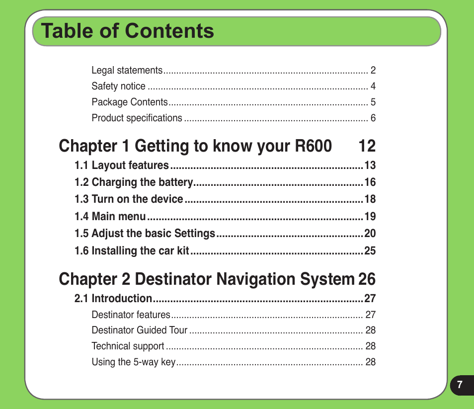 Asus R600 User Manual | Page 7 / 109