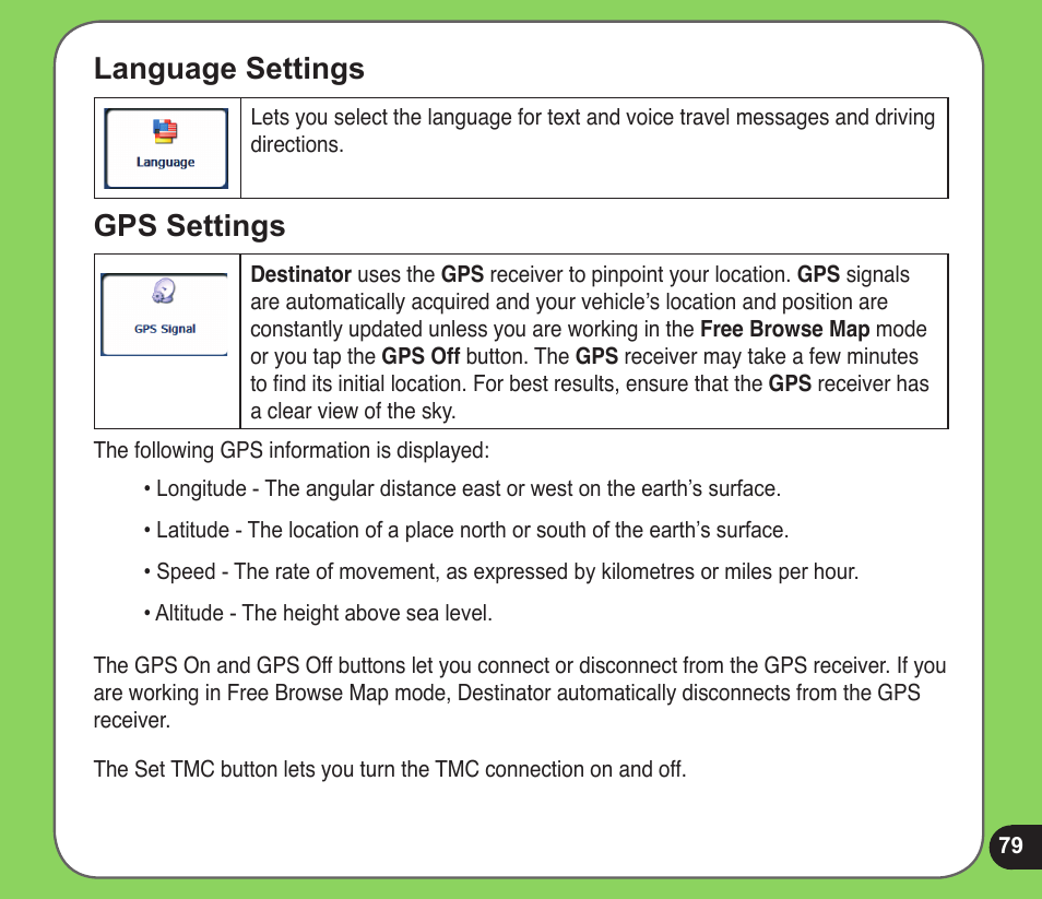 Language settings, Gps settings | Asus R600 User Manual | Page 79 / 109