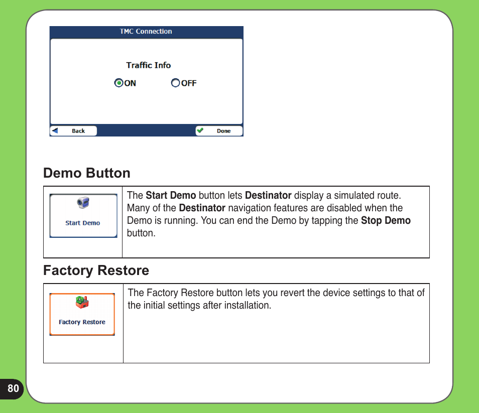 Demo button, Factory restore | Asus R600 User Manual | Page 80 / 109