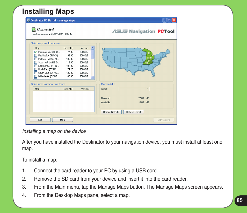 Installing maps | Asus R600 User Manual | Page 85 / 109