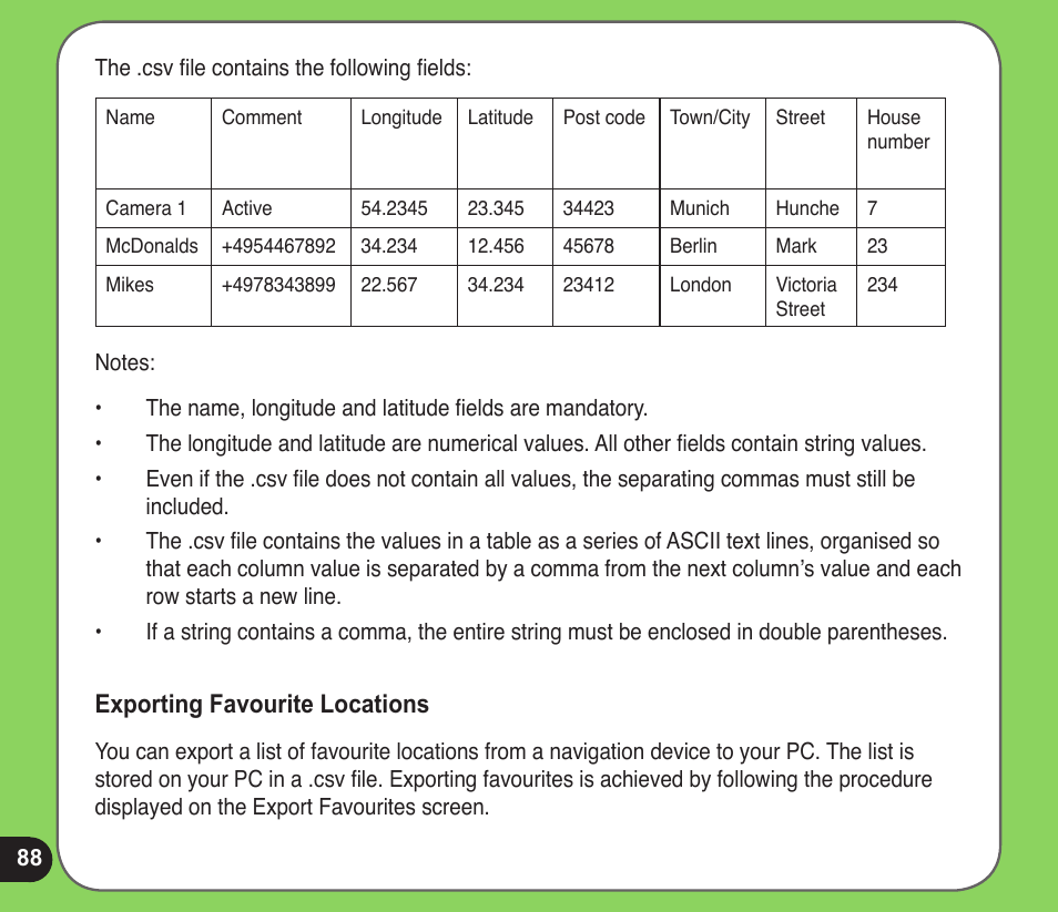 Exporting favourite locations | Asus R600 User Manual | Page 88 / 109