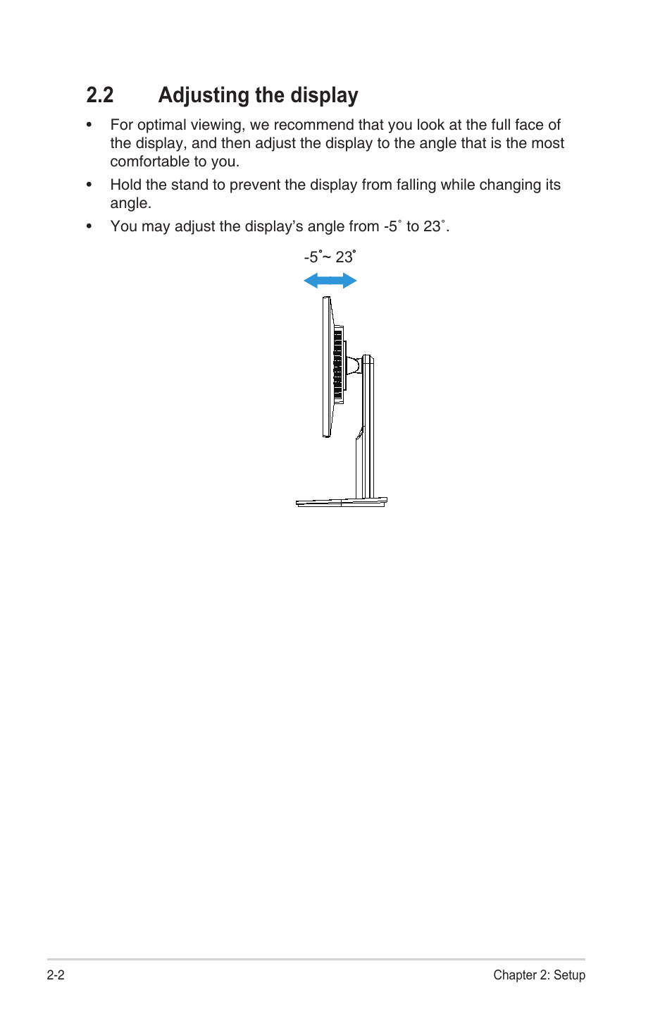 2 adjusting the display, Adjusting the display -2 | Asus CP240 User Manual | Page 14 / 27