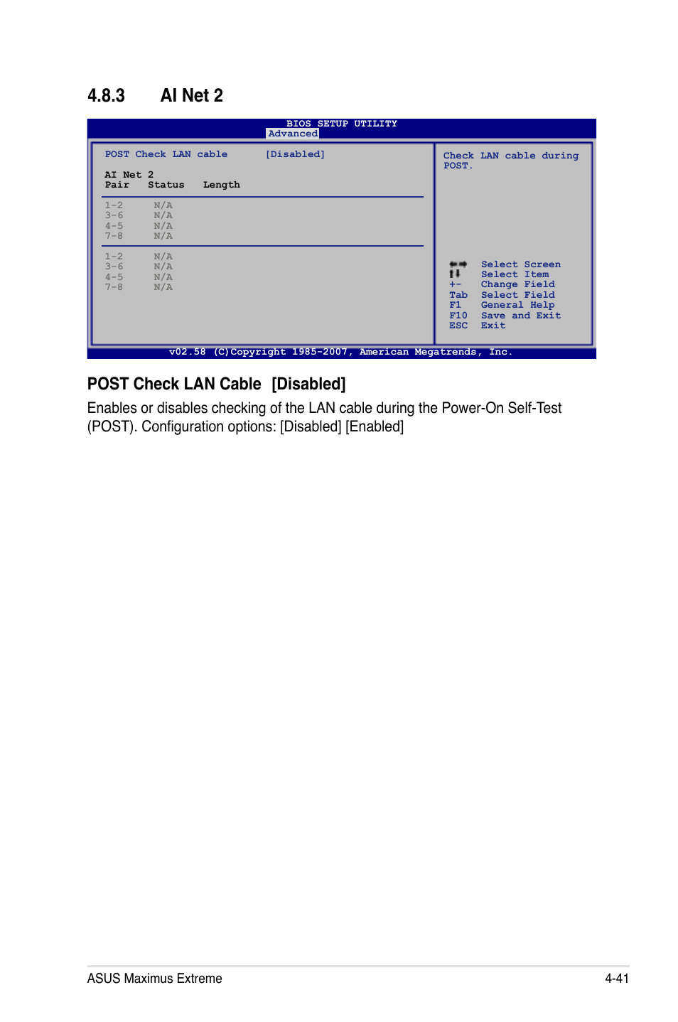 3 ai net 2, Post check lan cable [disabled | Asus Maximus Extreme User Manual | Page 119 / 196