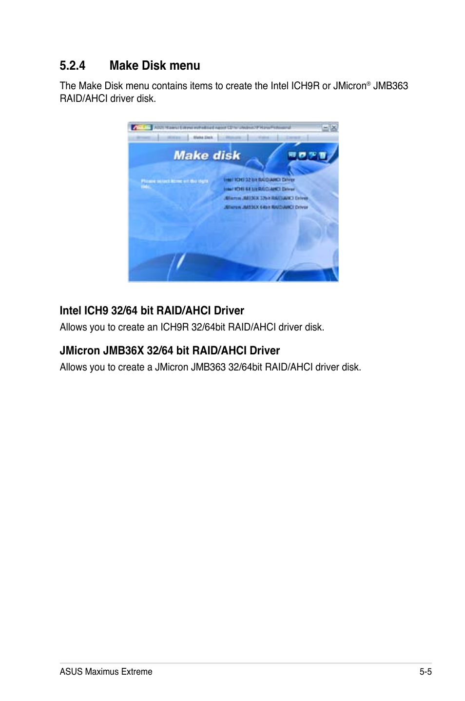 4 make disk menu | Asus Maximus Extreme User Manual | Page 127 / 196