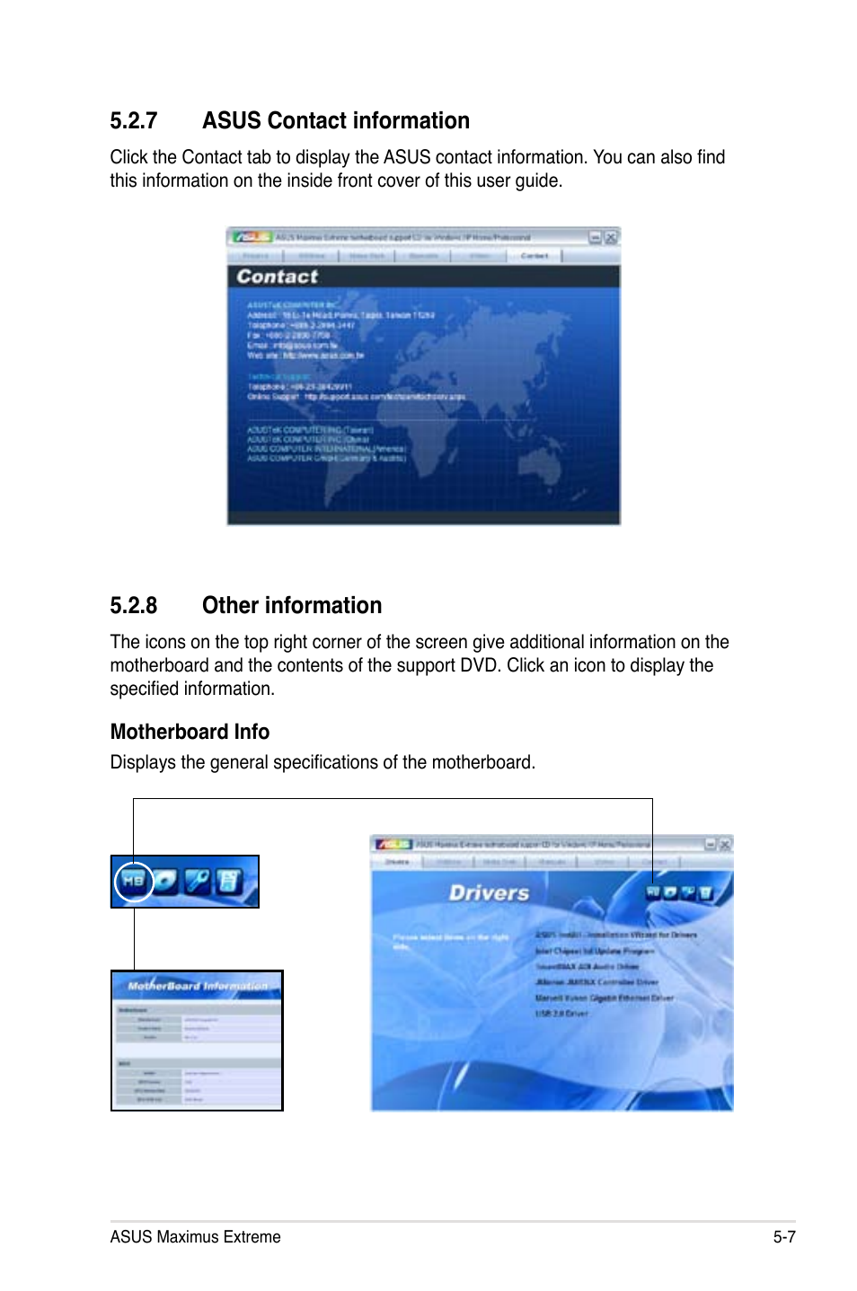 8 other information, 7 asus contact information | Asus Maximus Extreme User Manual | Page 129 / 196