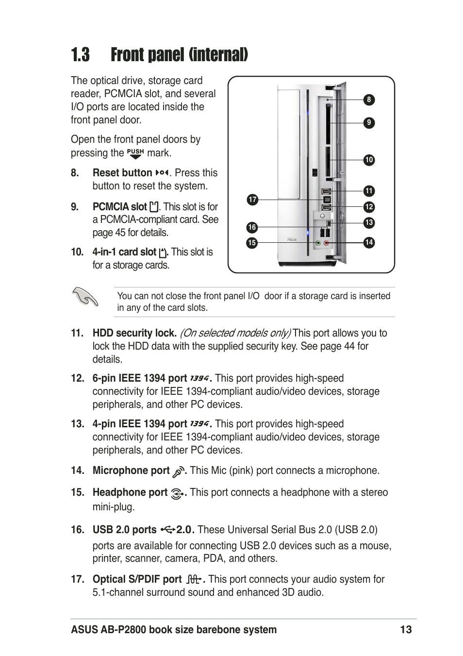 3 front panel (internal) | Asus Pundit-R User Manual | Page 13 / 94