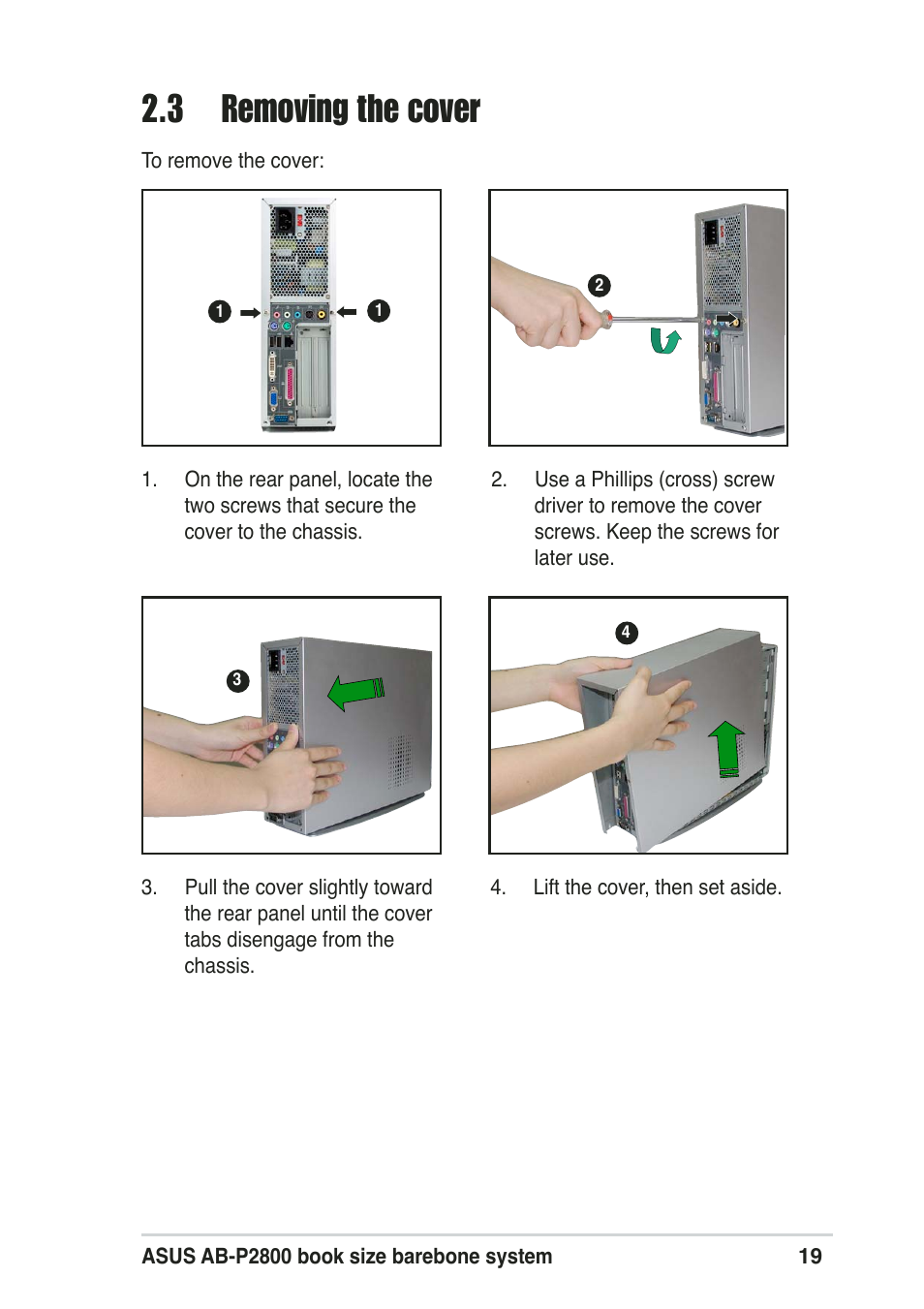 3 removing the cover | Asus Pundit-R User Manual | Page 19 / 94