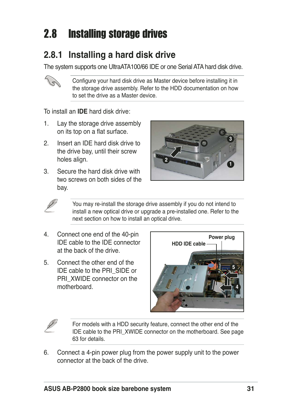 8 installing storage drives, 1 installing a hard disk drive | Asus Pundit-R User Manual | Page 31 / 94