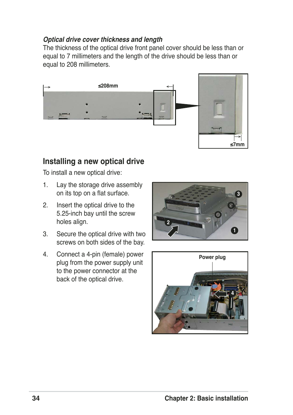 Installing a new optical drive | Asus Pundit-R User Manual | Page 34 / 94