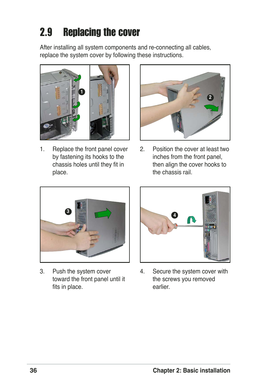 9 replacing the cover | Asus Pundit-R User Manual | Page 36 / 94