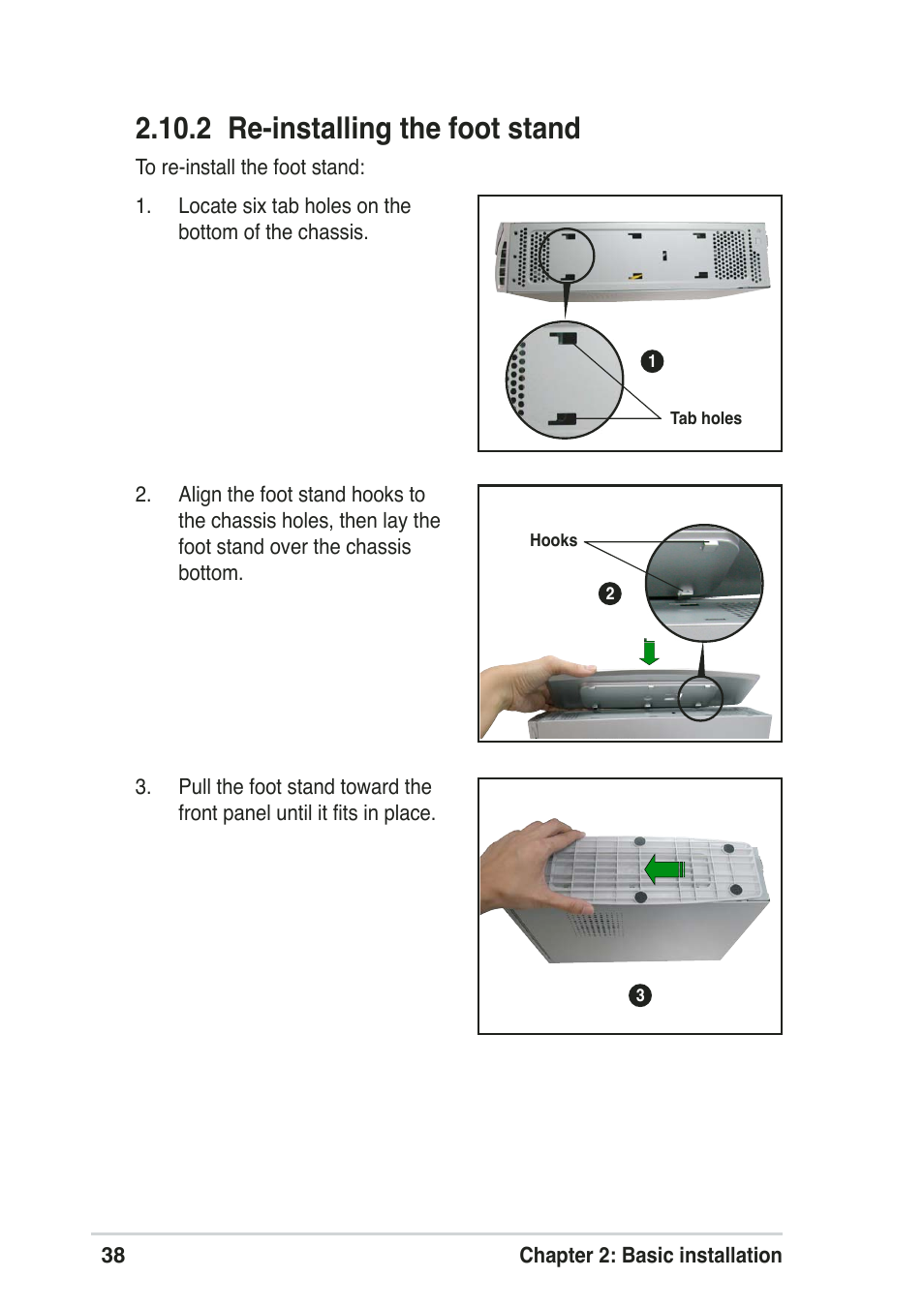 2 re-installing the foot stand | Asus Pundit-R User Manual | Page 38 / 94