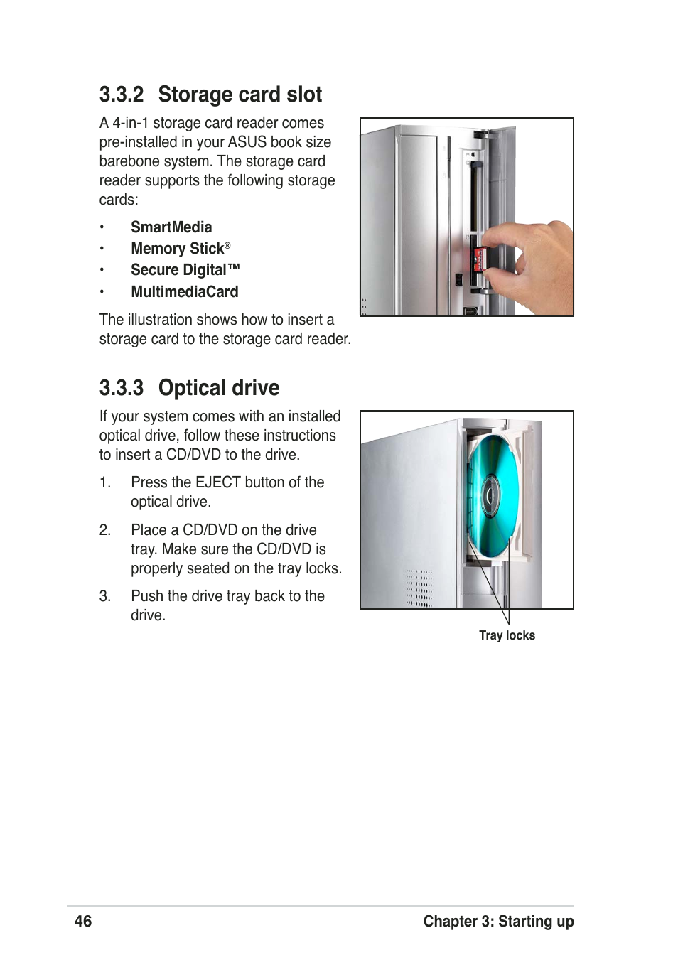 3 optical drive, 2 storage card slot | Asus Pundit-R User Manual | Page 46 / 94