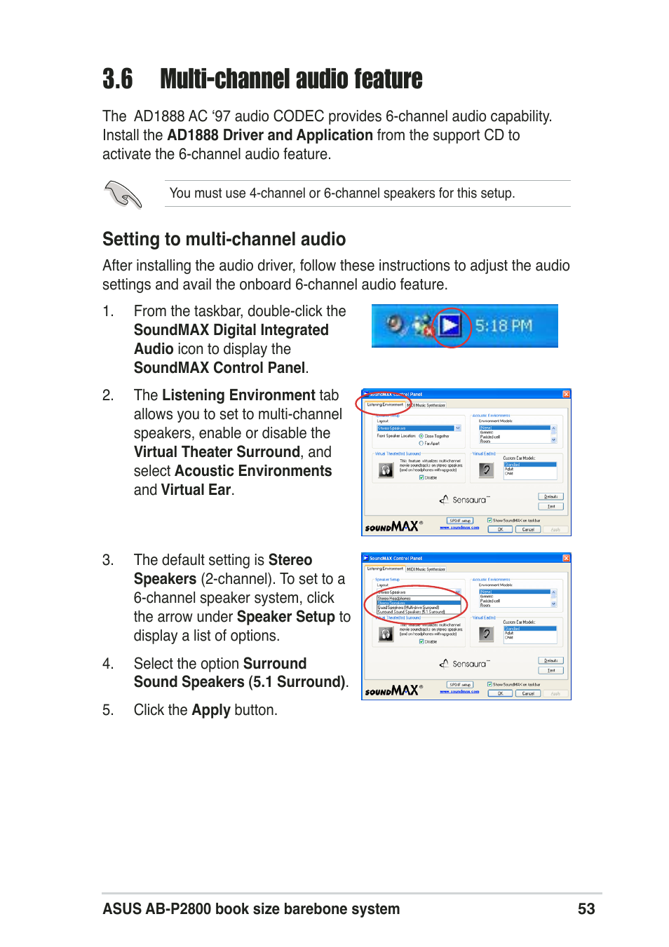 6 multi-channel audio feature | Asus Pundit-R User Manual | Page 53 / 94