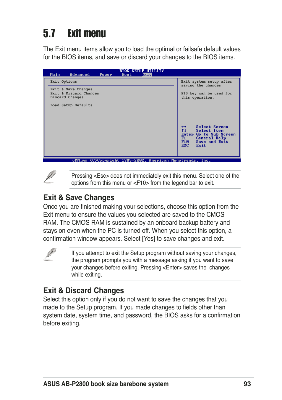 7 exit menu, Exit & discard changes, Exit & save changes | Asus Pundit-R User Manual | Page 93 / 94