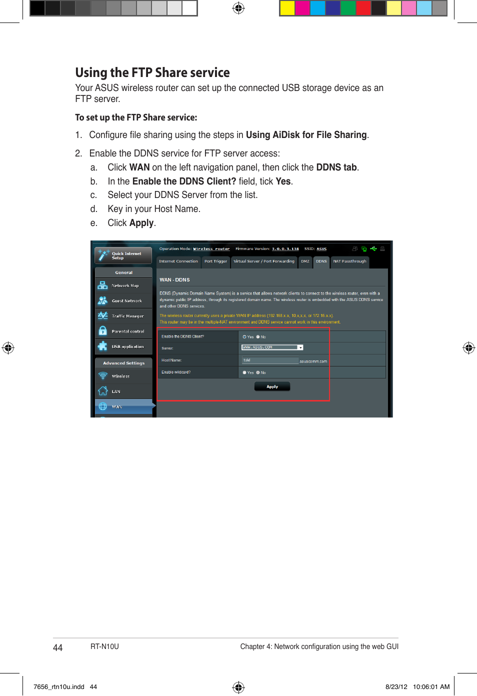 Using the ftp share service | Asus RT-N10U (VER.B1) User Manual | Page 44 / 72