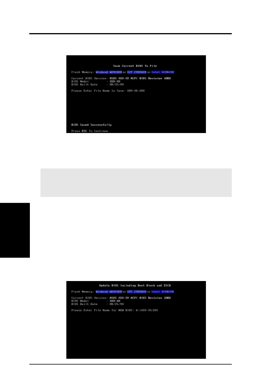 Bios setup, 2 updating bios procedures | Asus A7V133-VM User Manual | Page 42 / 96